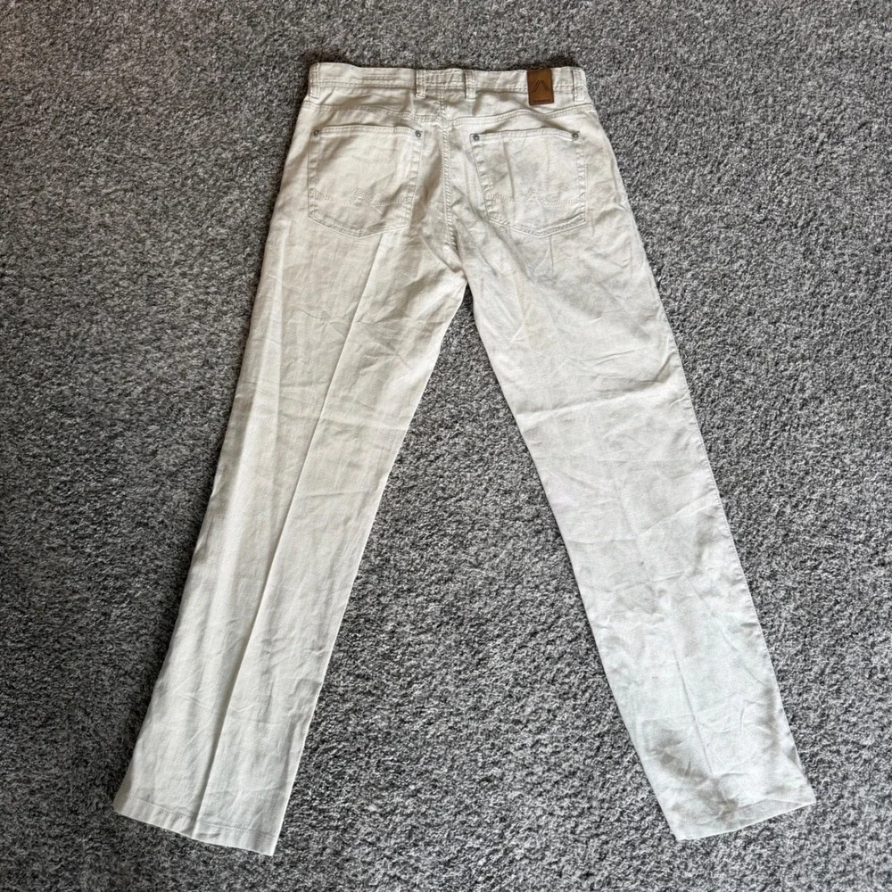 Alberto Modern Fit Linen Stretch Pants Mens 34x34 Beige Cotton Blend Trousers